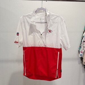 Nike Men's Red and White Quarter Zip on field short sleeve